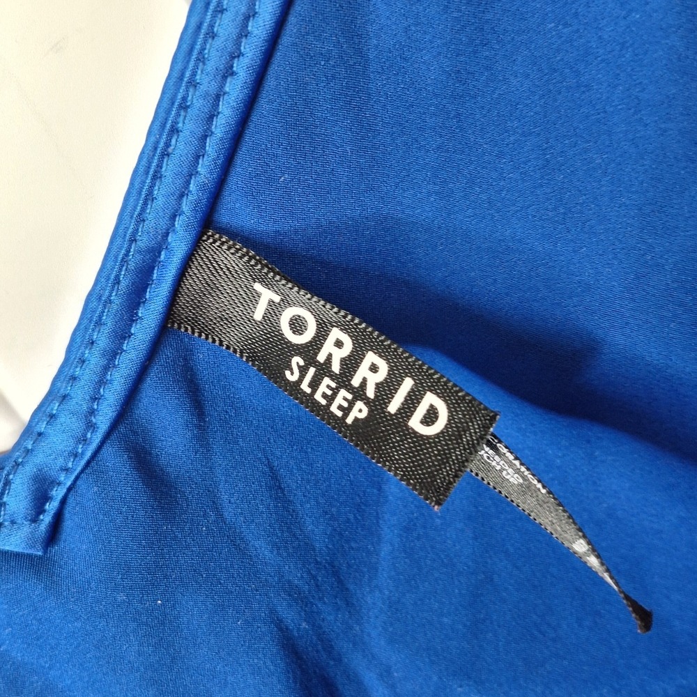 Torrid Sleep Womens Dream Satin Lace Trim Sleeveless Sleep Cami Size 5 Blue - Picture 7 of 8